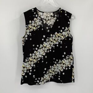 DVF Diane von Furstenberg Janet Flower Stripe black floral blouse shirt new M